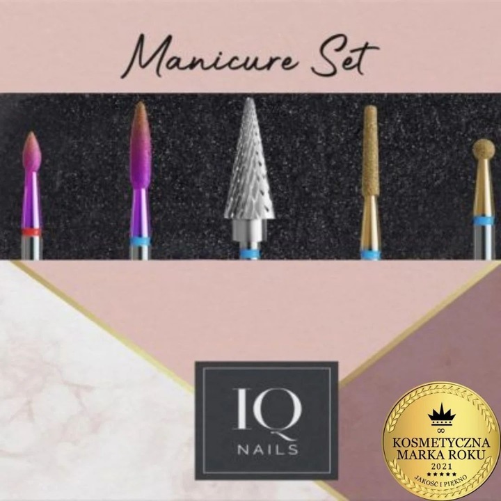Expert készlet - 5 maró hibridhez, gélhez, akrilhoz és körömágybőrhöz, IQ Nails, többszínű