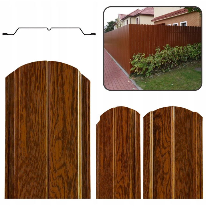 Gard metalic Sztachetyzmetalu, zincat pe doua fete, stejar auriu, 80 cm