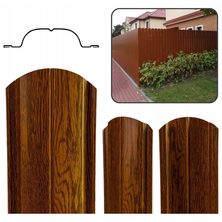 Sztacheta metalica KLARA, Zloty dab, 10cm latime, lungime personalizabila 30-300cm, set de panouri