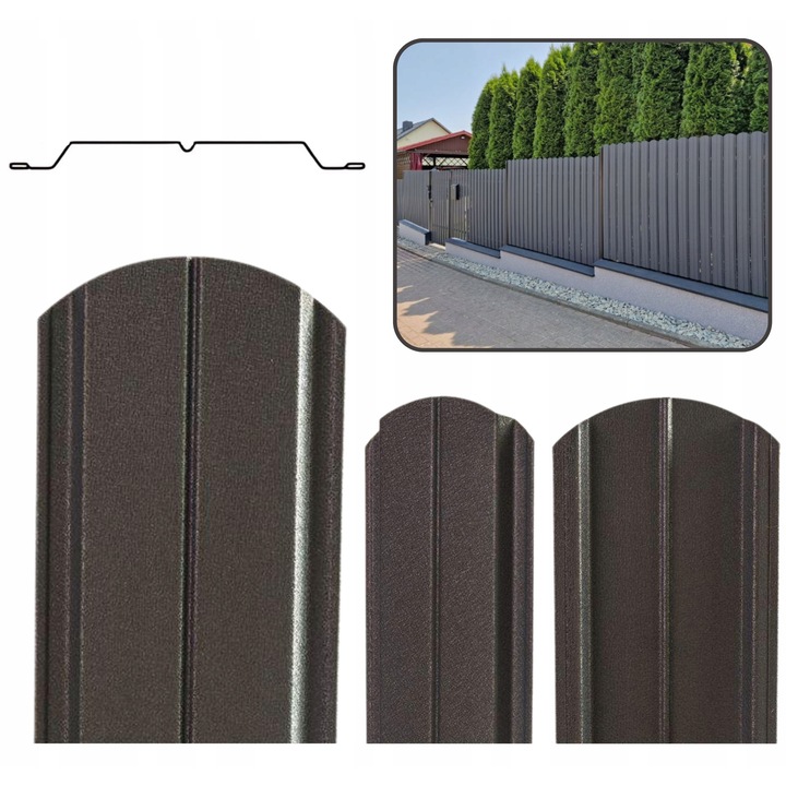 Sipca Metalica pentru Gard Zincata Gaja, Gri Antracit Mat, dublu vopsit, 80 cm