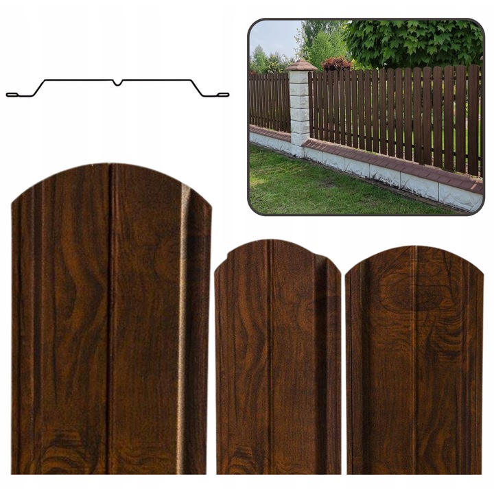 Sztacheta metalica Gaja, ocynkata, 11,5x300cm, culoare Orzech, set disponibil