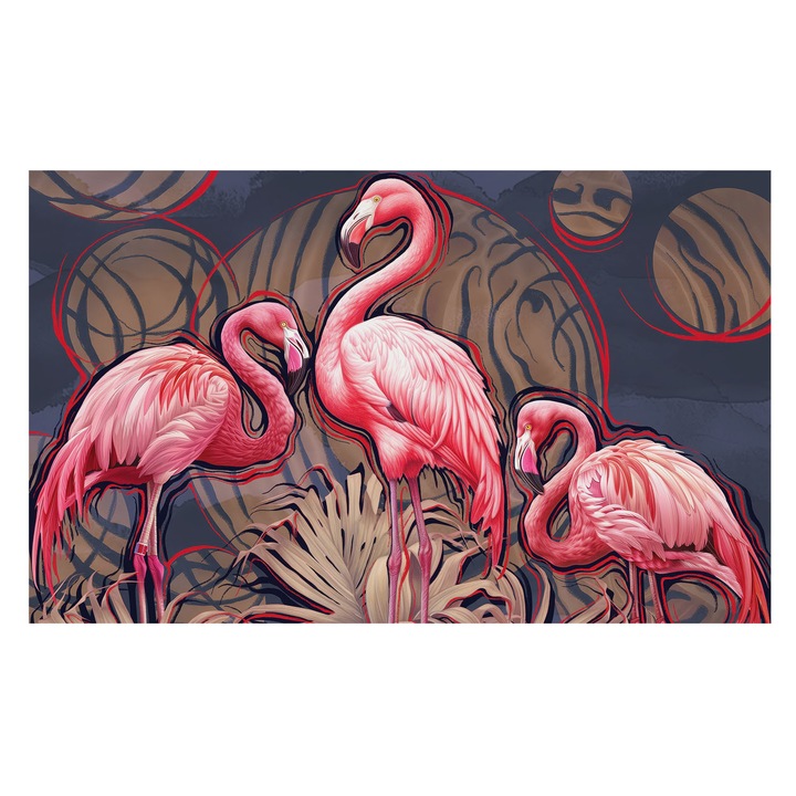 Фототапет, Tulup, Розови фламинго, Розово, 416 x 254 cm, Флизелинов, Лесен за монтаж, 010100060100000285523