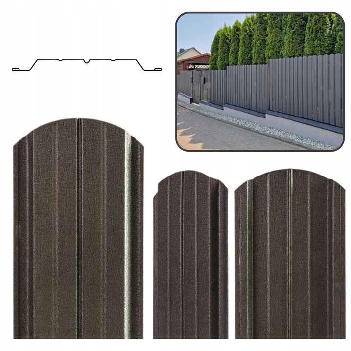 Sztacheta metalica Lira, Grafit/Antracit, 11,5 cm latime, 30-300 cm lungime, set disponibil