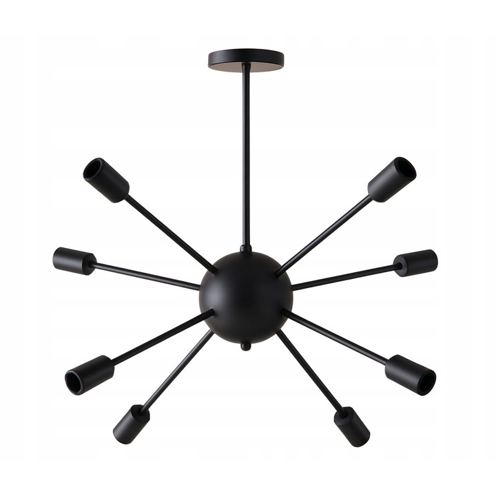 Lustra Samal Tip Sputnik, 8 Puncte de Lumină, E27, Negru, 58x63x12cm