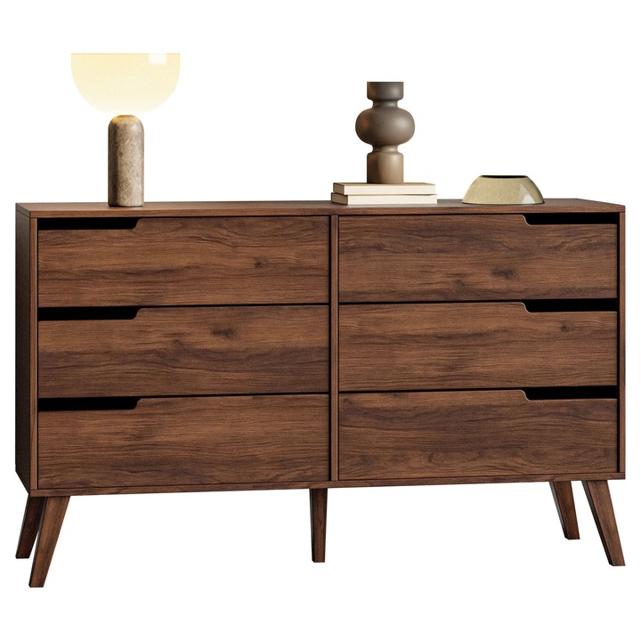 Comoda cu 6 sertare 6S Kodiz, MIRJAN 24, warmia walnut, 40x137x80 cm