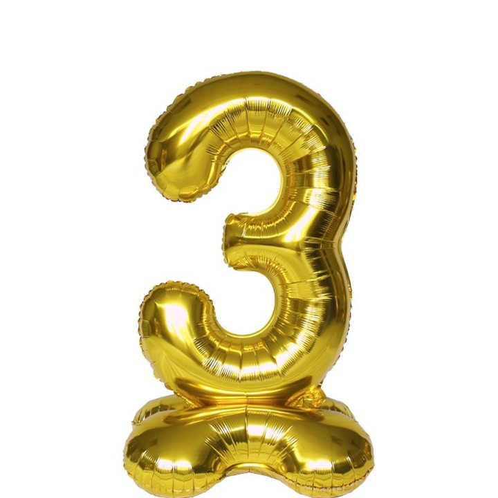 Balon folie cifra pentru aer, Auriu, cifra 3