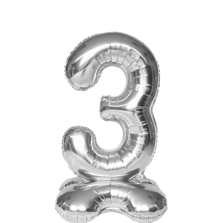 Балон фолио цифра за въздух, Сребърен, цифра 3