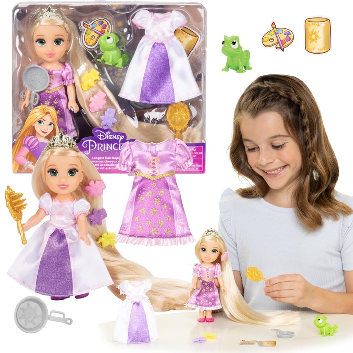 Papusa Mini Disney Tangled Rapunzel, 16 cm + accesorii
