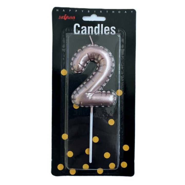 Свещ за торта цифра, 7см, розово злато