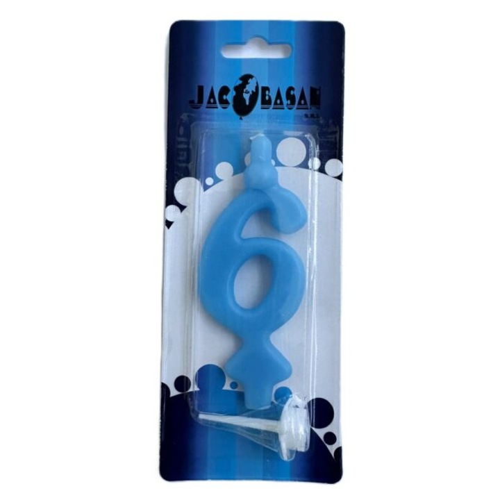 Торта свещ, цифра Slim, 10см, Светлосин