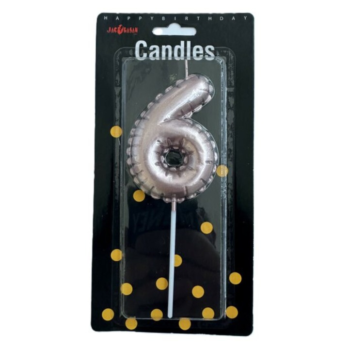 Свещ за торта цифра, 7см, розово злато