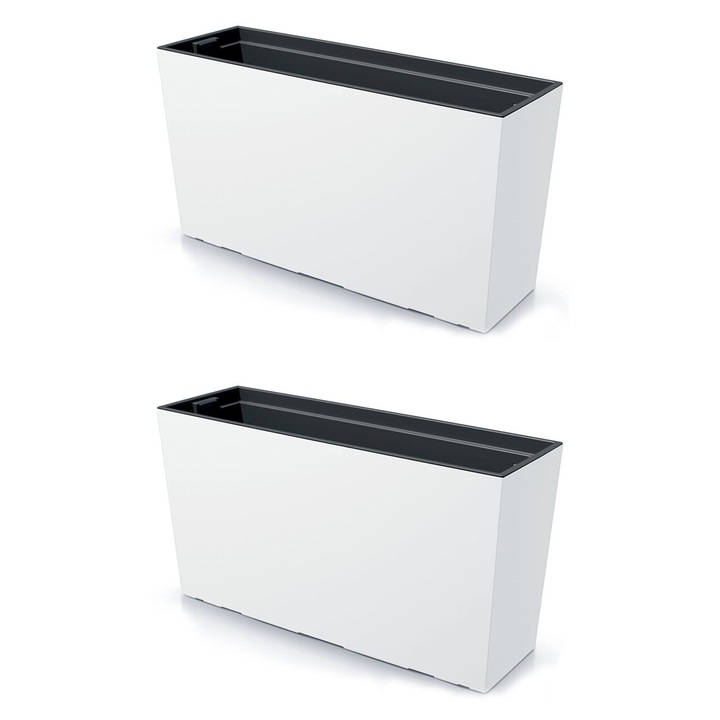 Set 2 jardiniere decorative, Urbi Case M, alb, 77x23.5x40.6 cm, 27 L