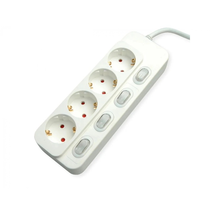 Prelungitor cu 4 x Schuko 1.5m + switch ON/OFF Alb, Value 19.99.0940