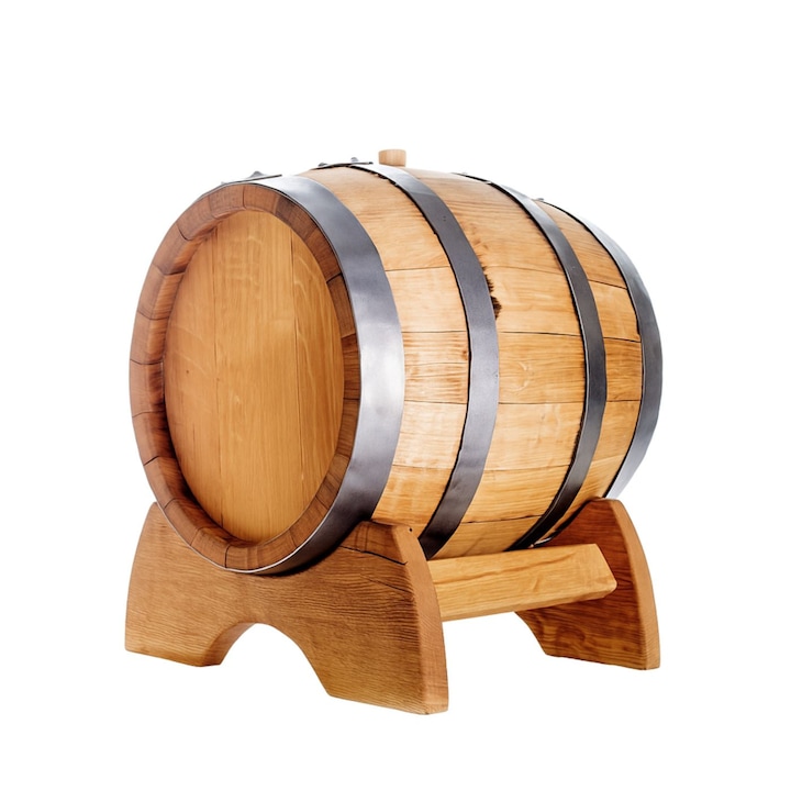 Butoi lemn masiv stejar 10 L cu Suport