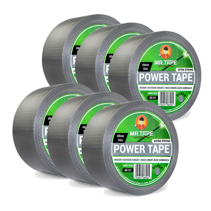 Set 6 benzi adezive, BB TAPES, 48mm x 50m, rezistenta la apa, impermeabila