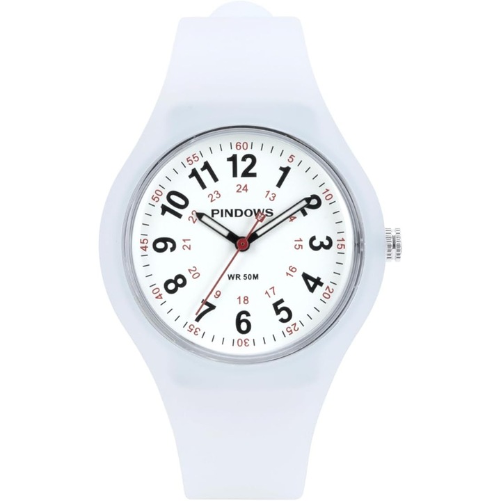 Ceas de mana analog cu quartz, pentru sport, bratara silicon transparent mata, cadran luminos, rezistent la apa, unisex, pentru cadre medicale, studenti, afisaj 12/24 de ore