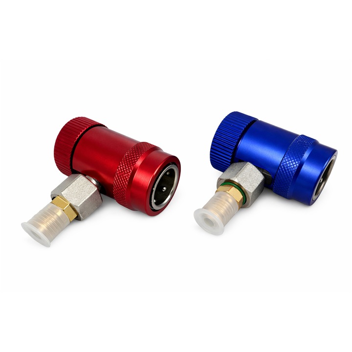 Комплект бърза връзка, Gebo Tools, с кран и адаптер R1234YF за климатици, 90 градуса