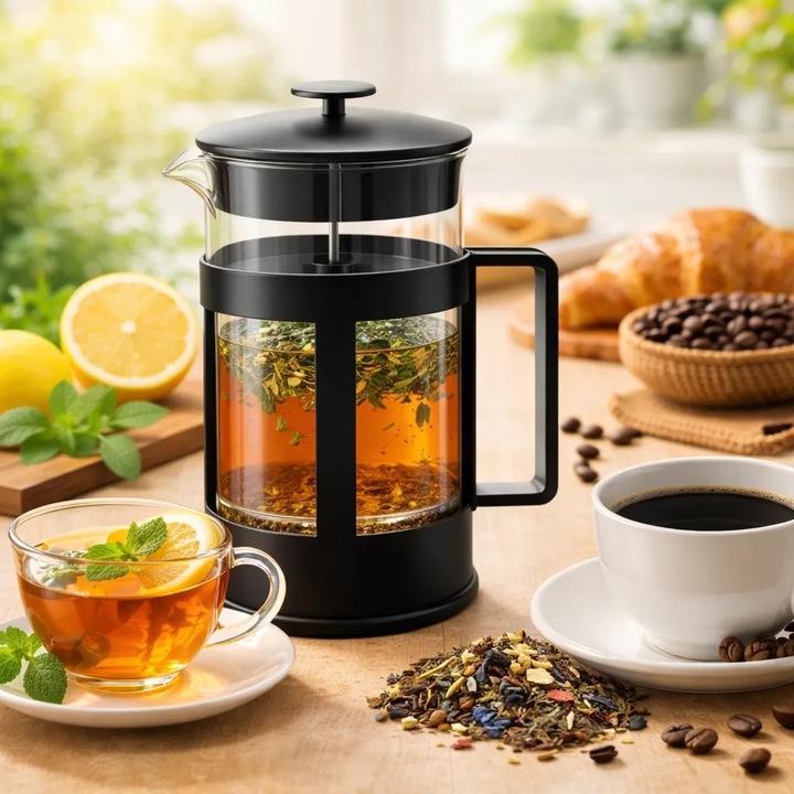 Aparat de Cafea/Ceai Selgot, Capacitate 1 Litru, Design Transparent, Cu Infuzor