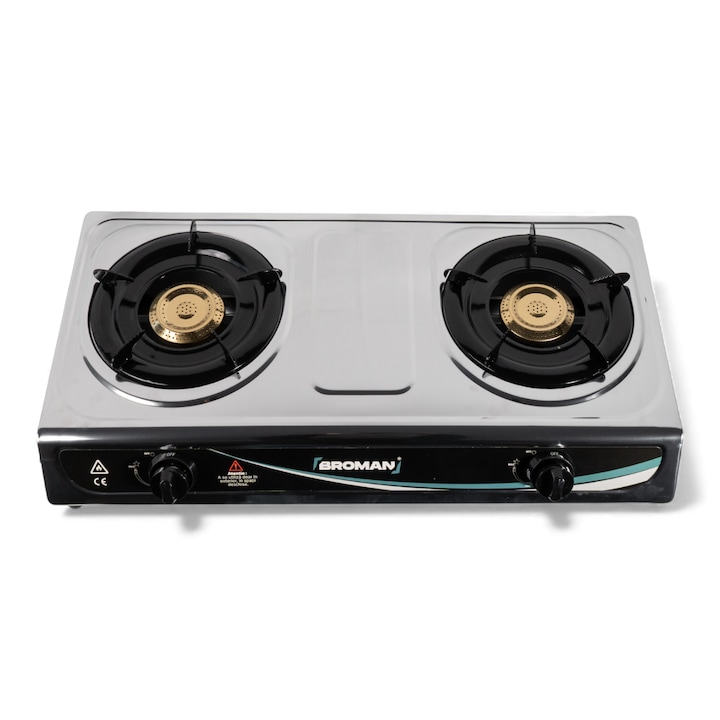 Aragaz inox 2 ochiuri Broman, exterior, compact, stabil