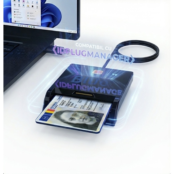 Cititor carte de identitate, Blue Reader, USB 2.0, semnatura electronica, autentificare online