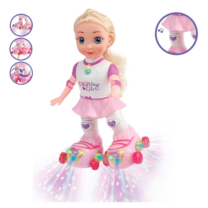 Papusa pe Role cu Lumini si Efecte Sonore – Miscare pe Ritm de Muzica, Pentru Fete 3+ Ani