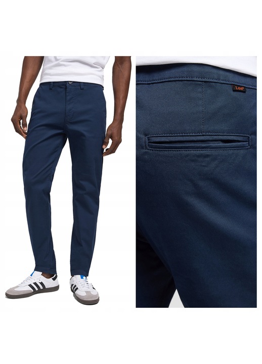 Pantaloni Barbati, Lee, Lee Slim Chino, Slim Fit, Cu Fermoar, 5 Buzunare, Lungi, Bumbac, Albastru, Albastru