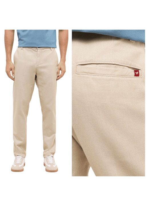Pantaloni Barbati, Mustang, Style Daytona Chino, Slim Fit, Cu Fermoar, 5 Buzunare, Lungi, Bumbac, W32-L34 US, Bej