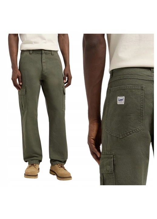 Pantaloni Barbati, Lee, Cargo Pant, Lungi, Straight Fit, Talie Medie, 7 Buzunare, Fermoar, Bumbac, W38-L34 US, Verde