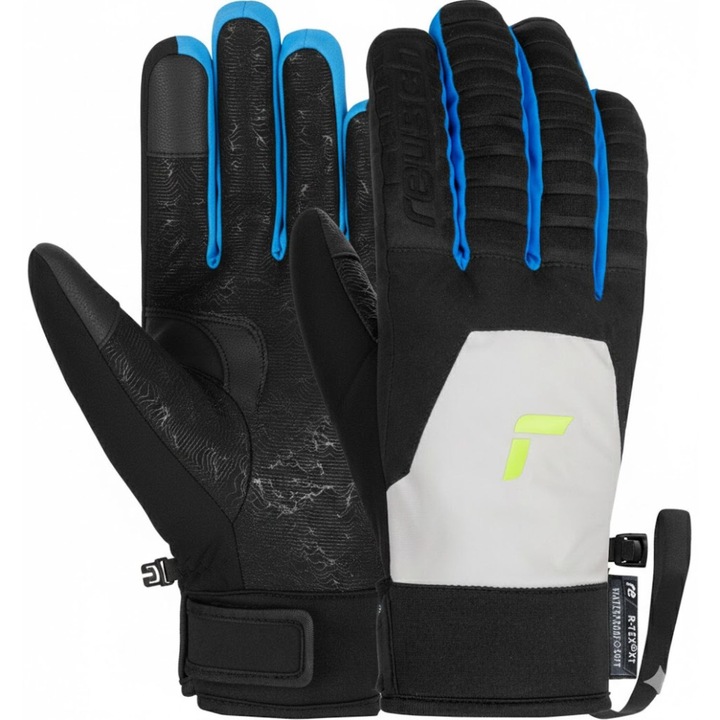Reusch, Poliészter kesztyű R-TEX XT membránnal és touch-tek funkcióval, víz- és szélálló, megerősített tenyérrel és állítható Raptor mandzsettával, Fekete, L/XL