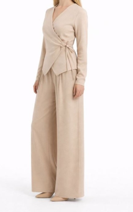 Compleu Tendeza, 2 piese, evazat, ivoire, One Size