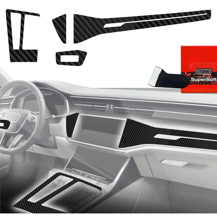 Защитно фолио за интериора, Grizzprotector - Pianoskin Carbon Matte 4In1 За Audi Rs6 C8