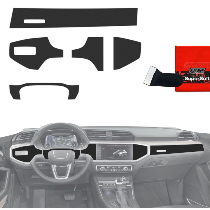 Folie de protectie pentru interior, Grizzprotector - Pianoskin Black Matte Pentru Audi Q3