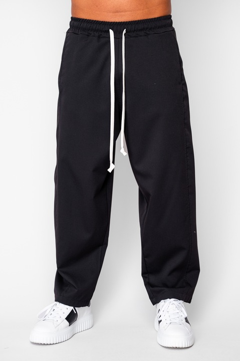 Hosszú egyenes Oversized nadrág 100% pamutból - 400gr/nm Prémium Kiadás Fekete 20256, Fekete