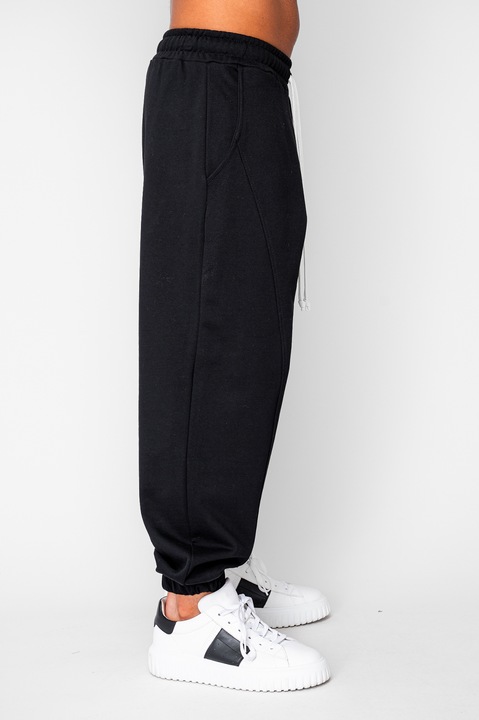 Pantaloni lung Baggy din 100% Bumbac - 400gr/mp Premium Edition Black 20196, Negru