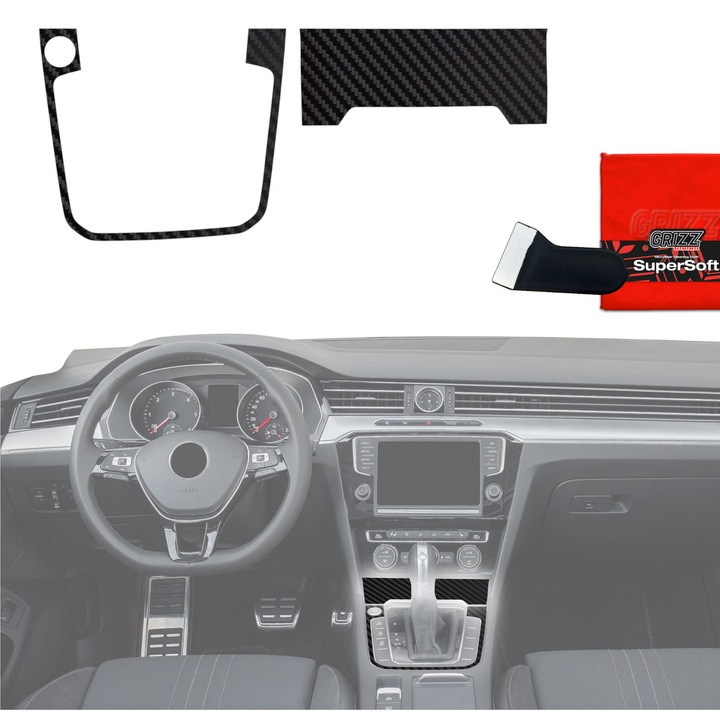 Folie de protectie pentru interior, Grizzprotector - Pianoskin Carbon Matte 2In1 Pentru Volkswagen Passat B8 Alltrack