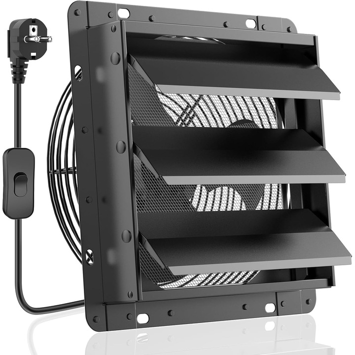 Ventilator evacuare industrial HG Power, debit 1100 m³/h, diametru 250 mm, Aluminiu, culoare Negru