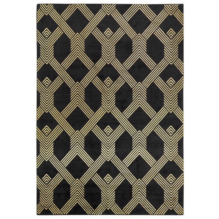 Covor din viscoza negru si auriu 160 x 230 cm Vekse