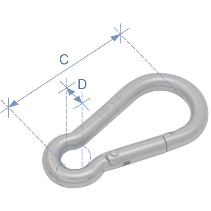 Carabina Lalizas, inox 316, 120mm, diametru 11mm