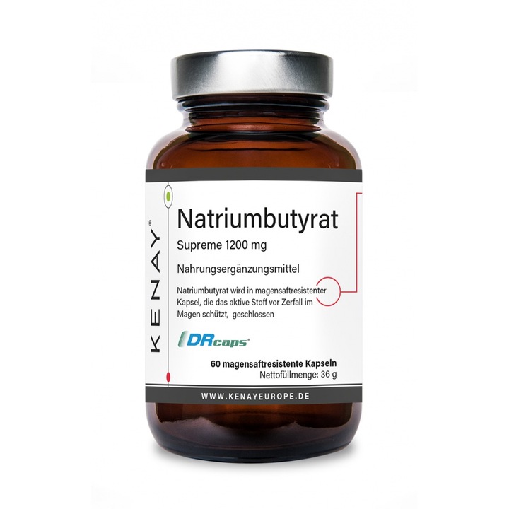 Natriumbutyrat 1200 mg, 60 capsule, KENAY, supliment alimentar, rezistent la acid gastric