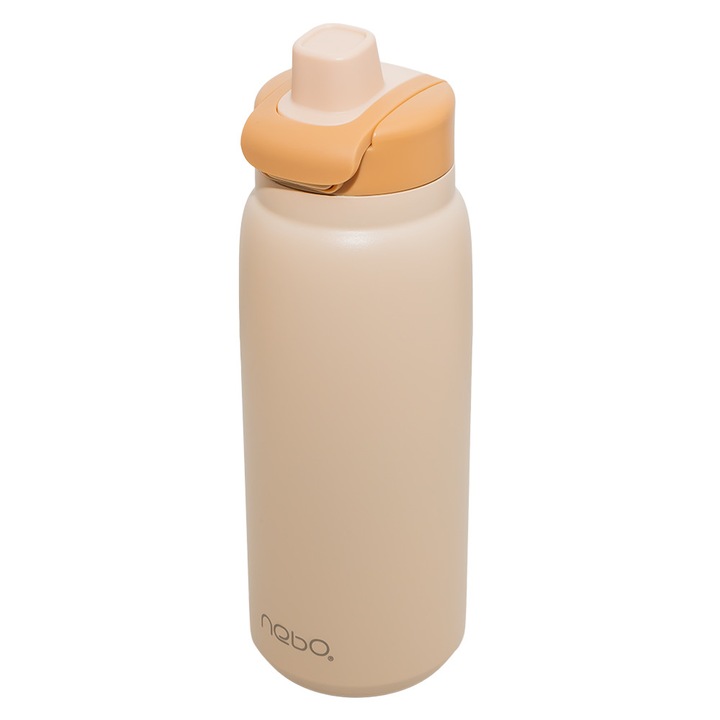 Termos NEBO MasterGrip 800 – inchidere cu clapeta, Inox 18/8 Premium, BPA Free, 800 ml, Bej/Portocaliu