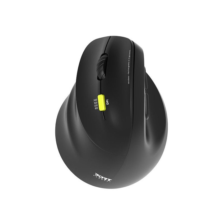 Mouse ergonomic stang, Port Designs, Bluetooth 2.4 GHz, 2400DPI, negru