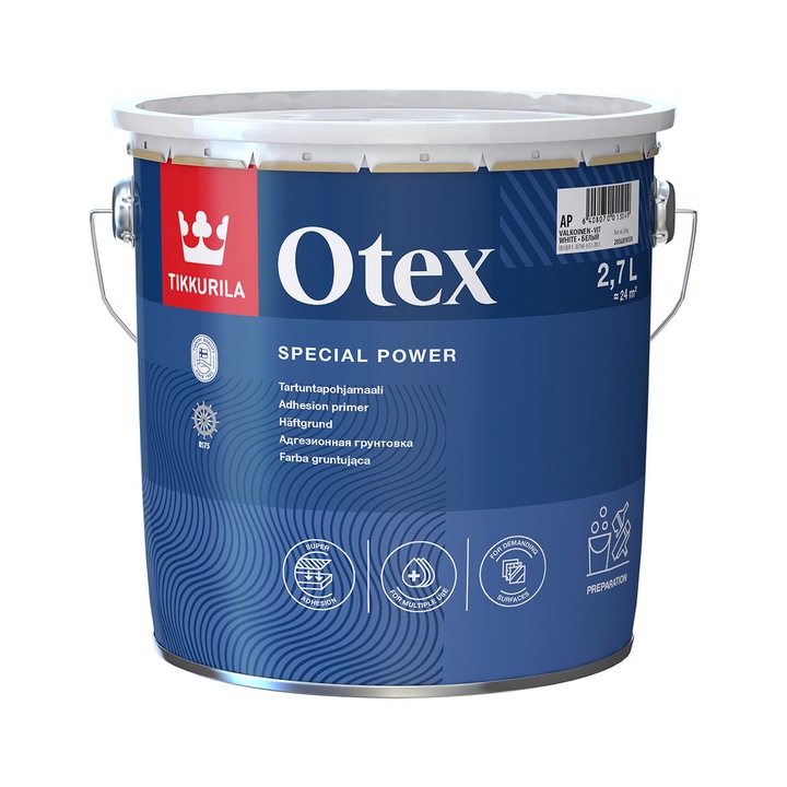 Grund aderent pentru suprafete dificile Tikkurila Otex alb mat 2.7 L