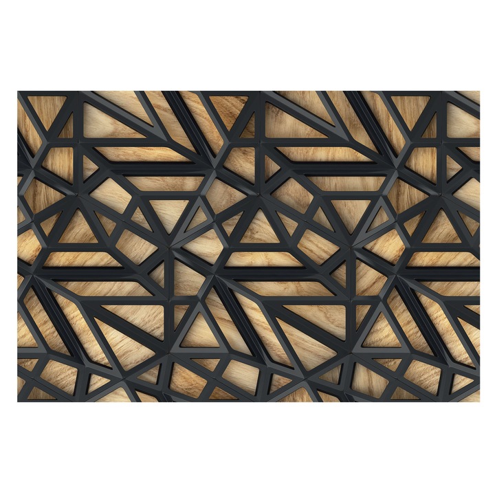 Fototapet Tulup, Conexiune geometrica, Gri, 104x70cm, Lavabil, Rezistent la apa