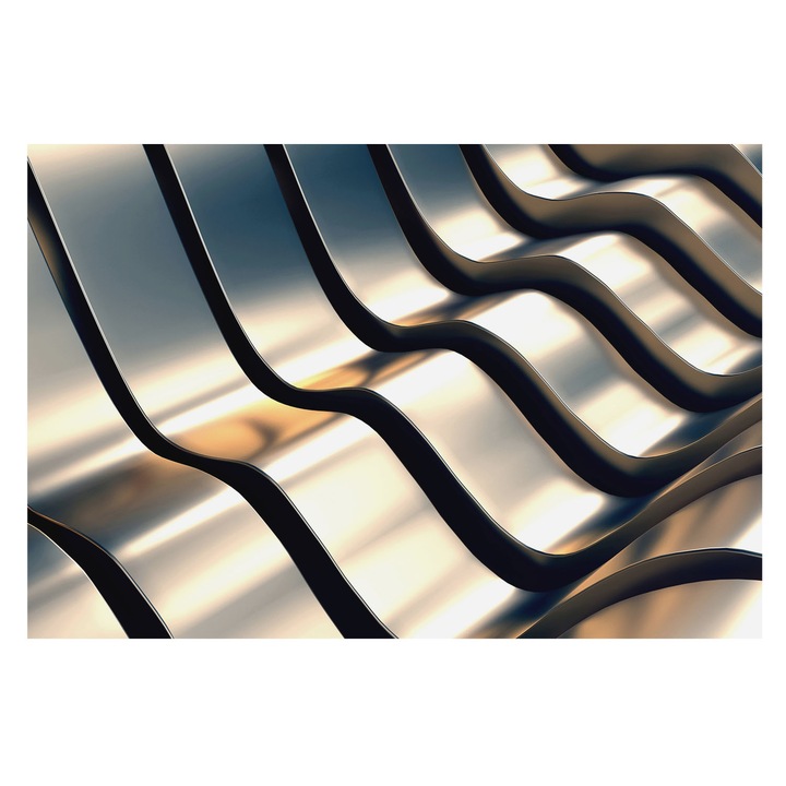 Fotótapéta Falra, Tulup, Fémhullámok, Szürke, 104 x 70 cm, Nem Szőtt, Modern Belsőépítészeti Dekoráció, 010100060020000273910