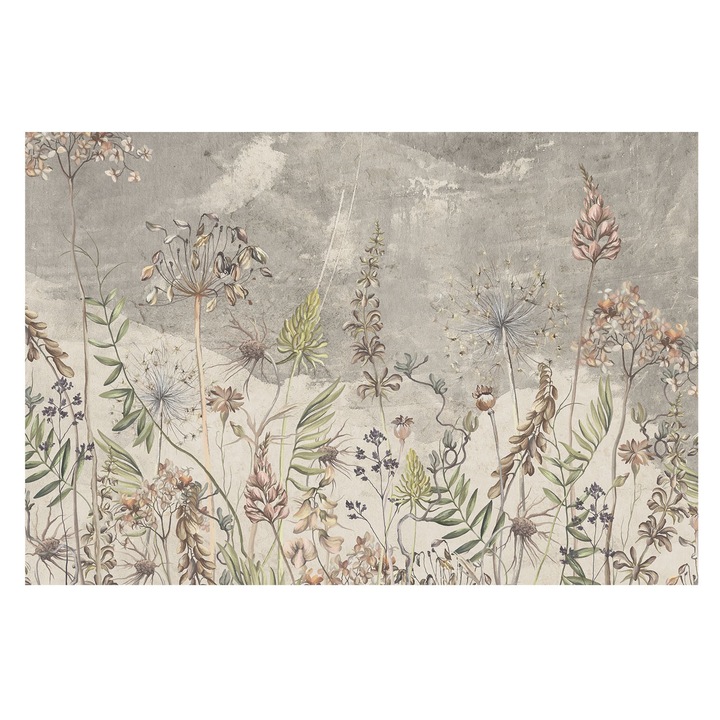 Dekor Tapéta, Tulup, Vadon élő növények, Szürke, 104 x 70 cm, Nem Szőtt, Erős Ragasztó, 010100060020000282756