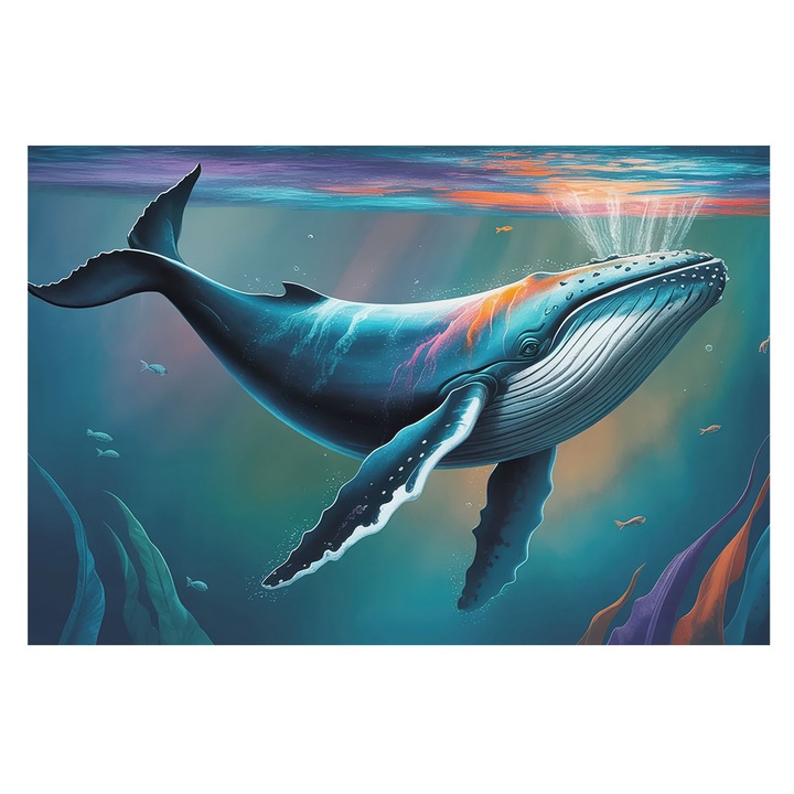 Fototapet Tulup, Gigantul marii, Albastru, 104x70cm, Lavabil, Rezistent la apă