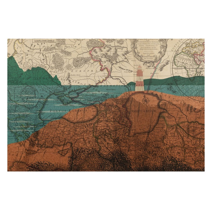 Fotótapéta Falra, Tulup, Történelmi térkép, Barna, 104 x 70 cm, Nem Szőtt, Fali Dekoráció, 010100060020000284756