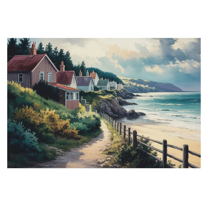 Dekor Tapéta, Tulup, Sziklaházak, Zöld, 104 x 70 cm, Vlies, Könnyen Felszerelhető, 010100060020000284778