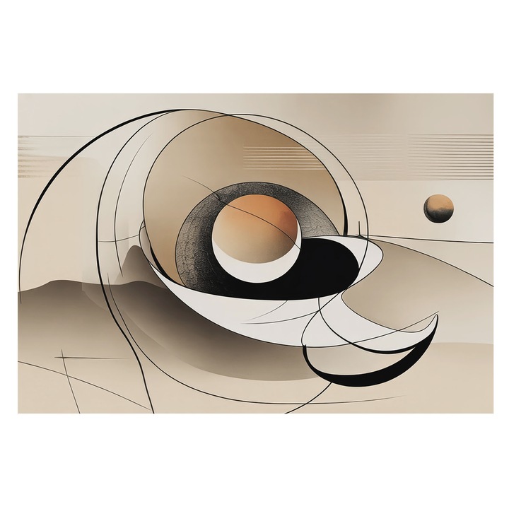 Dekor Tapéta, Tulup, Harmonikus absztrakció, Bézs, 104 x 70 cm, Nem Szőtt, Előszobába, Nappaliba, 010100060020000284798