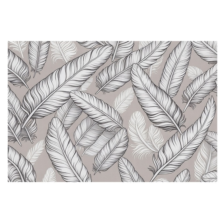 Tapéta Falra, Tulup, Finom tollak, Szürke, 104 x 70 cm, Vlies, Élénk Színek, 010100060020000284942